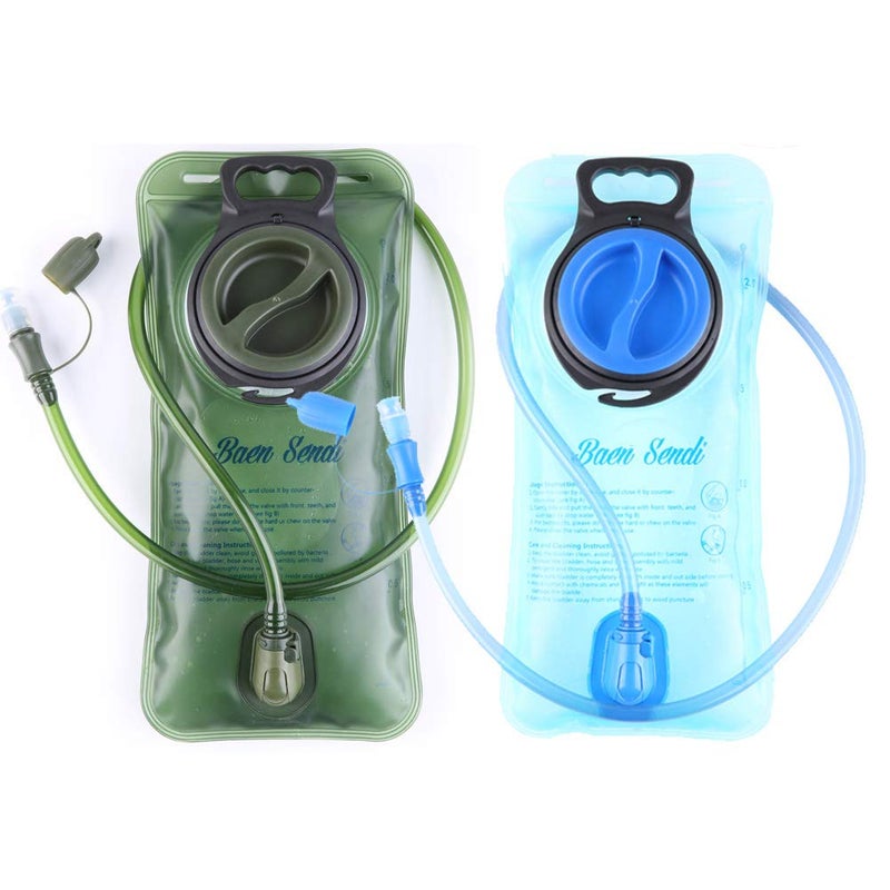 Baen Sendi Hydration Bladder 2 Liter/70 oz(2 Pack) - Water Bladder Pack of 2(1 Piece Blue+1 Piece ArmyGreen) - BPA Free Hydration Pack Replacement - Image 1